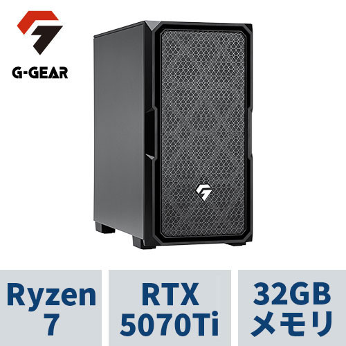 ゲーミングPC G-GEAR GE7A-L251BH/CP2 Ryzen7 7800X3D /RTX5070Ti /32GBメモリ /2TB SSD /WiFi+Bluetooth対応